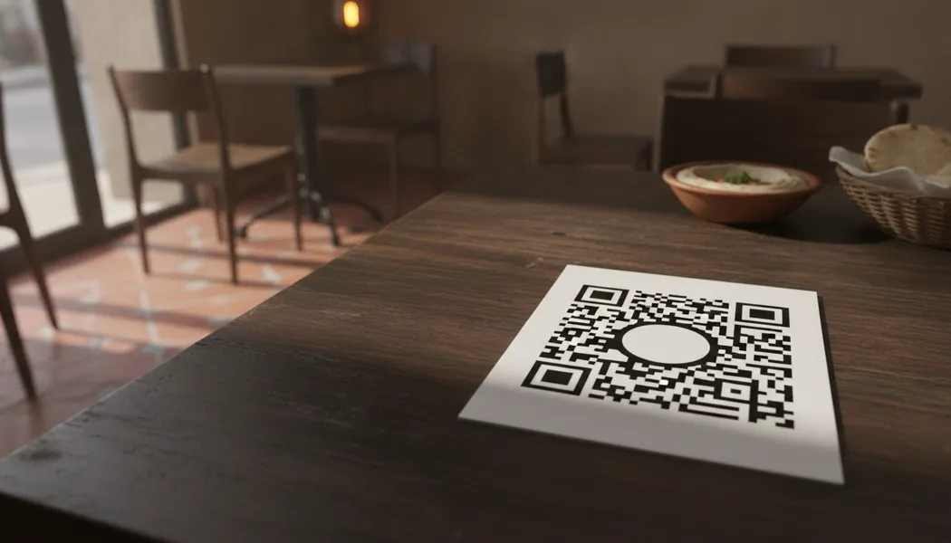 كود QR مطبوع بمساحة دائرية فارغة للشعار في منتصفه